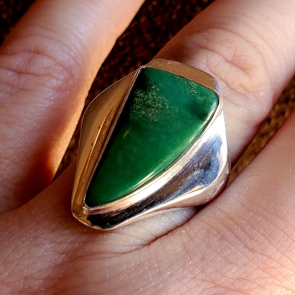 New Men's Chrysoprase 925 Silver Ring. - Picture 10 of 14